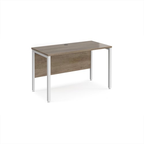 Maestro 25 straight desk 1200mm x 600mm - white bench leg frame, Nebraska Oak top