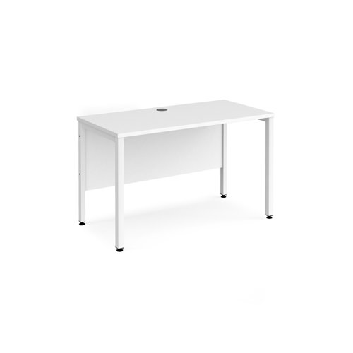 Office Desk 1200mm Rectangular Desk With Bench Leg White Tops With White Frames 600mm Depth Maestro 25