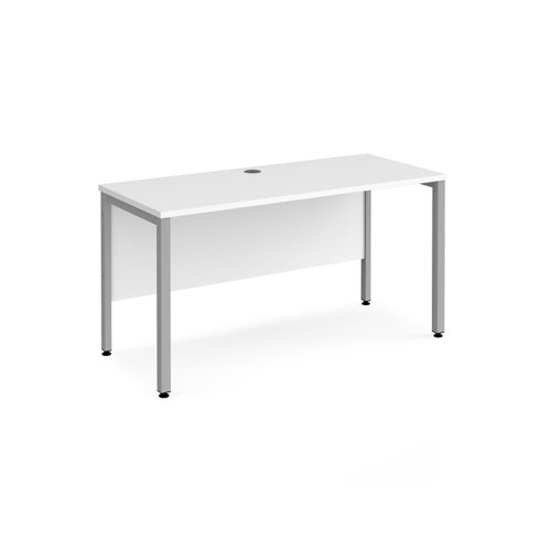 Maestro 25 straight desk 1400mm x 600mm - silver bench leg frame, white top