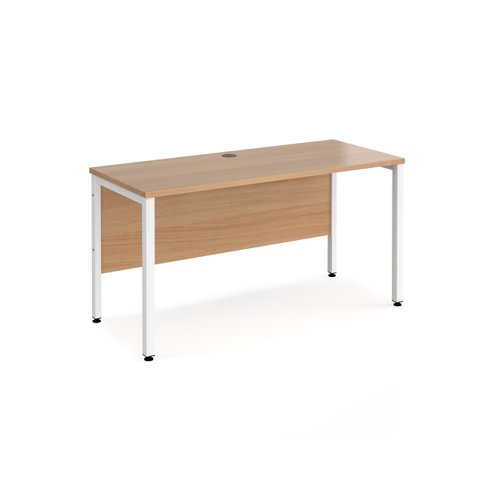 Maestro 25 straight desk 1400mm x 600mm - white bench leg frame, beech top