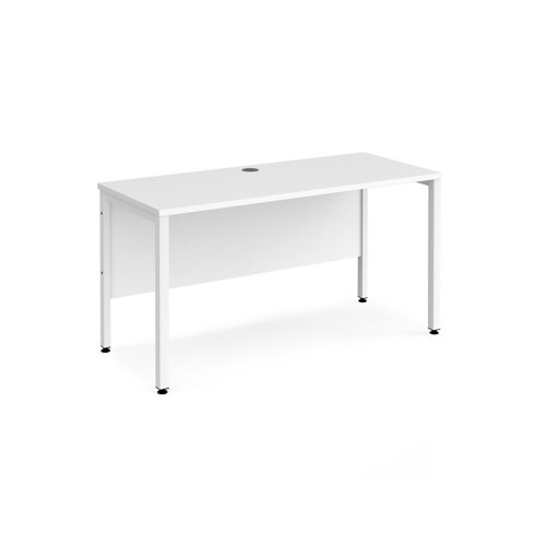 Maestro 25 straight desk 1400mm x 600mm - white bench leg frame, white top