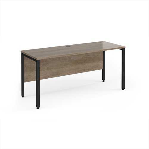 Maestro 25 straight desk 1600mm x 600mm - black bench leg frame, Nebraska Oak top