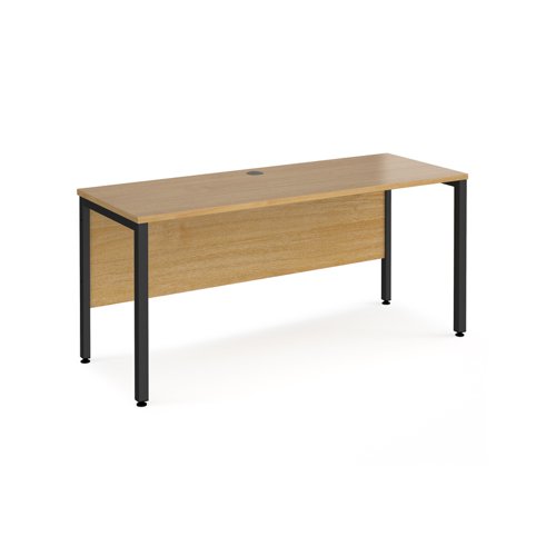 Maestro 25 straight desk 1600mm x 600mm - black bench leg frame, oak top