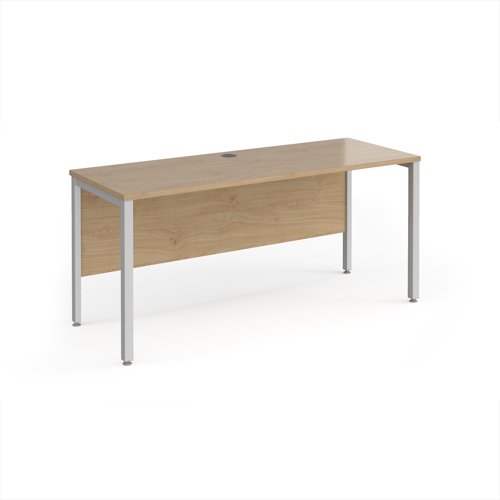 Maestro 25 straight desk 1600mm x 600mm - silver bench leg frame, Kendal Oak top