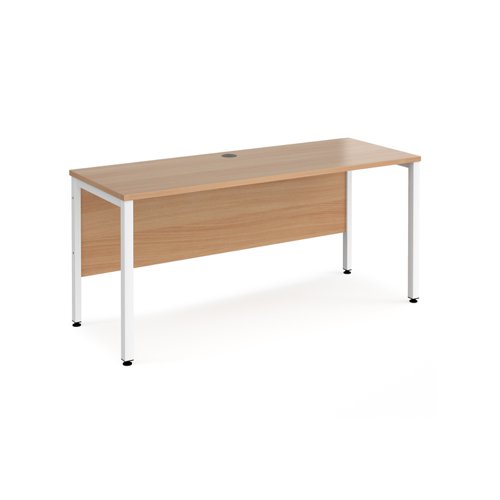 Maestro 25 straight desk 1600mm x 600mm - white bench leg frame, beech top
