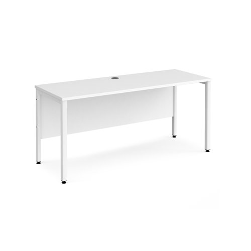 Maestro 25 straight desk 1600mm x 600mm - white bench leg frame, white top