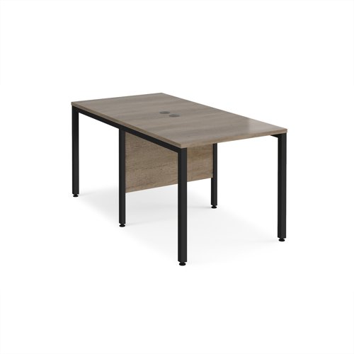 Maestro 25 back to back straight desks 800mm x 1600mm - black bench leg frame, Nebraska Oak top