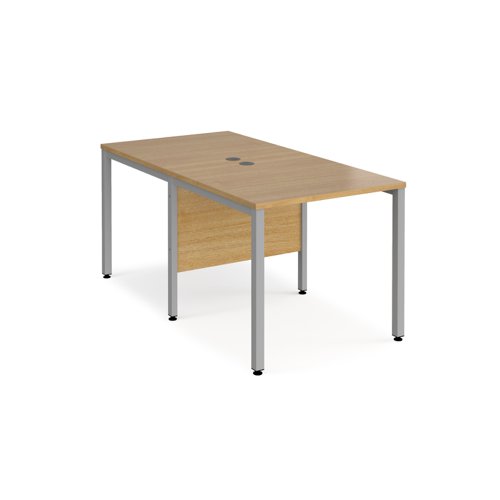 Maestro 25 back to back straight desks 800mm x 1600mm - silver bench leg frame, oak top | MB816BSO | Dams International