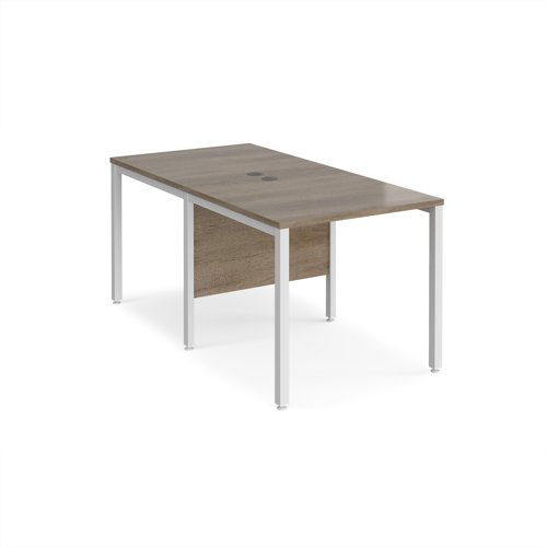 Maestro 25 back to back straight desks 800mm x 1600mm - white bench leg frame, Nebraska Oak top