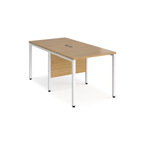 Maestro 25 back to back straight desks 800mm x 1600mm - white bench leg frame, oak top