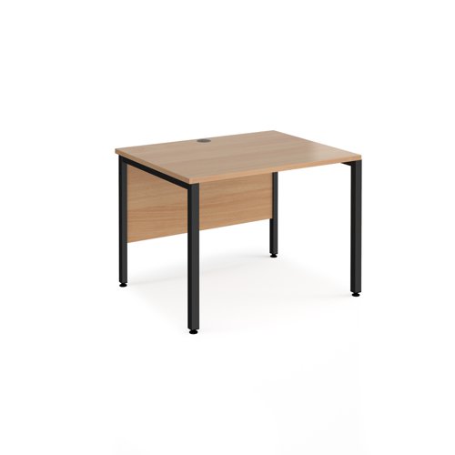 Office Desk 800mm Rectangular Desk With Bench Leg Beech Tops With Black Frames 800mm Depth Maestro 25