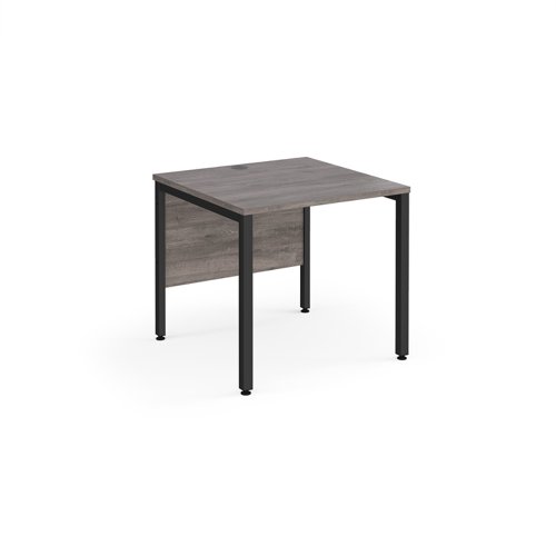 Maestro 25 straight desk 800mm x 800mm - black bench leg frame, grey oak top