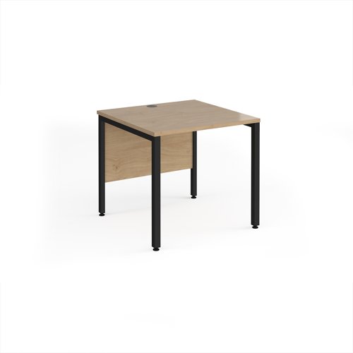 Maestro 25 straight desk 800mm x 800mm - black bench leg frame, Kendal Oak top