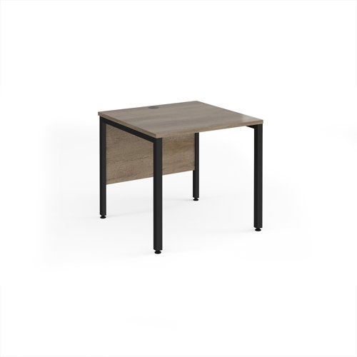 Maestro 25 straight desk 800mm x 800mm - black bench leg frame, Nebraska Oak top