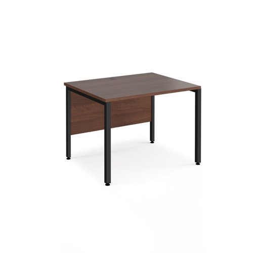 Maestro 25 straight desk 800mm x 800mm - black bench leg frame, walnut top