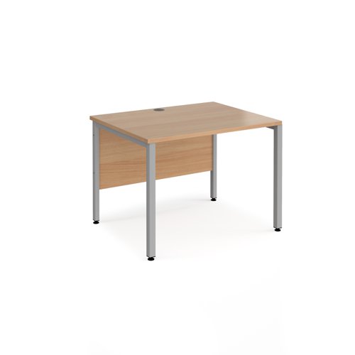 Office Desk 800mm Rectangular Desk With Bench Leg Beech Tops With Silver Frames 800mm Depth Maestro 25