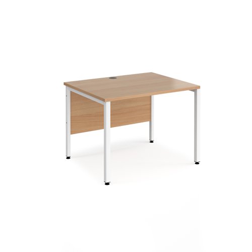 Maestro 25 straight desk 800mm x 800mm - white bench leg frame, beech top