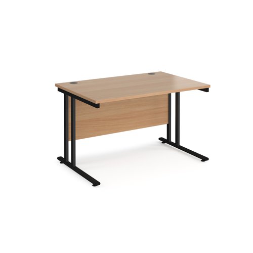 Maestro 25 straight desk 1200mm x 800mm - black cantilever leg frame, beech top