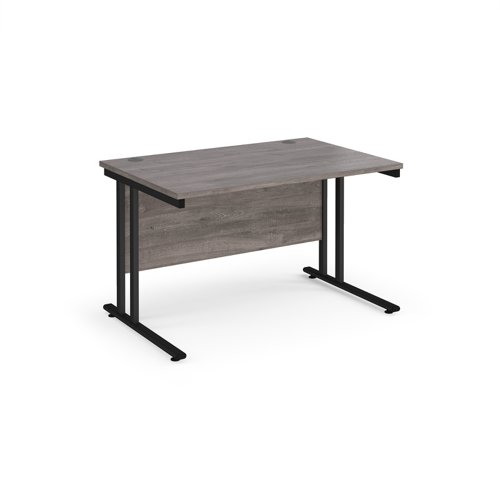 Maestro 25 straight desk 1200mm x 800mm - black cantilever leg frame, grey oak top Office Desks MC12KGO