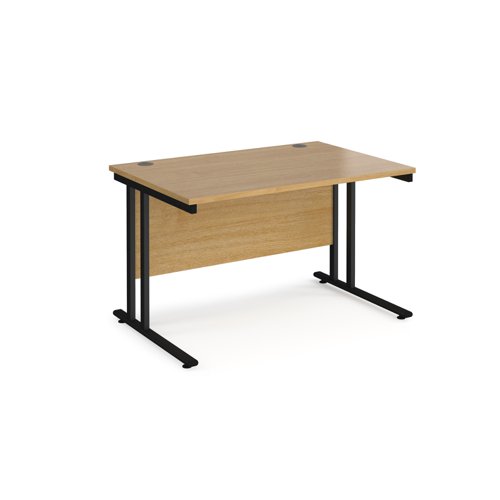 Maestro 25 straight desk 1200mm x 800mm - black cantilever leg frame, oak top