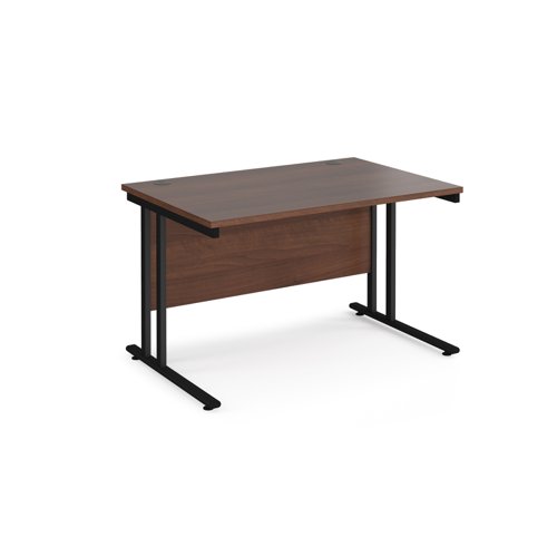 Maestro 25 straight desk 1200mm x 800mm - black cantilever leg frame, walnut top MC12KW Buy online at Office 5Star or contact us Tel 01594 810081 for assistance