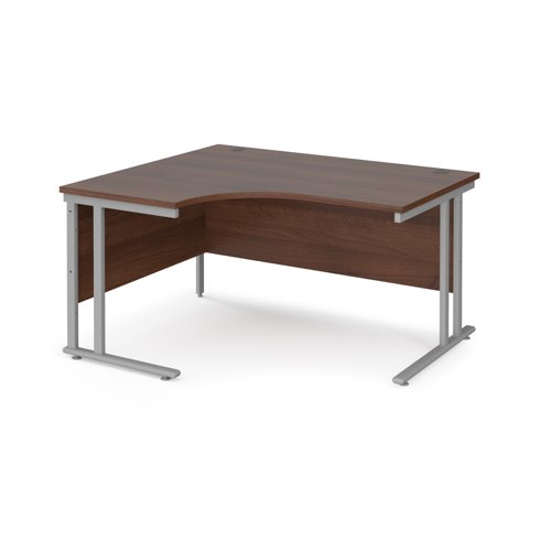 Maestro 25 SL Silver Left Hand Ergo Desk 1400mm x 1200/800/600 Walnut