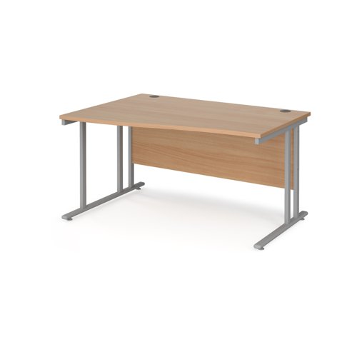 Maestro Left Hand Wave Desk (1400w x 990/800d) Beech (MC14WLSB)