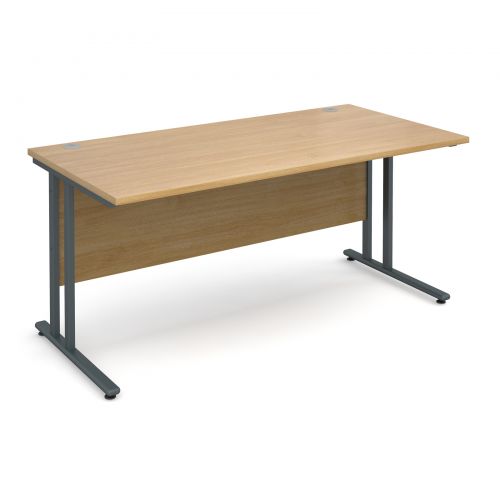 Maestro 25 Gl Straight Desk 1600mm X 800mm Graphite Cantilever Maestro 25 Gl Straight Desk 1600mm X 800mm Graphite Cantilever Frame Oak Top