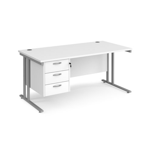 Maestro 25 cantilever 800mm deep desk with 3 drawer ped