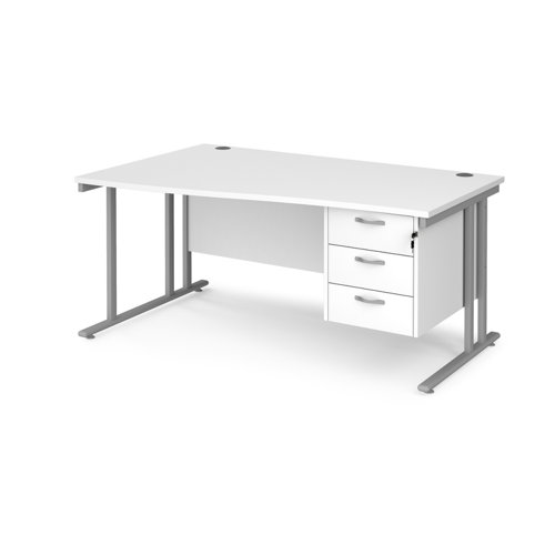 Maestro 25 cantilever left hand wave desk with 3 drawer ped