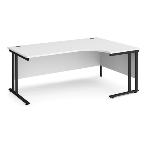 Maestro 25 right hand ergonomic desk 1800mm wide - black cantilever leg frame, white top