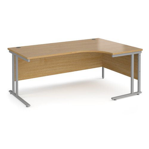 Maestro 25 Sl Sil Dble Uprgt Cant RH Ergo Desk 1800mm X 1200/800/600 Oak 25mm Top 18mm Back Panel