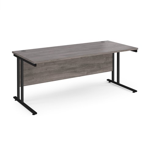 Maestro 25 straight desk 1800mm x 800mm - black cantilever leg frame, grey oak top
