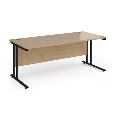 Maestro 25 straight desk 1800mm x 800mm - black cantilever leg frame, Kendal oak top