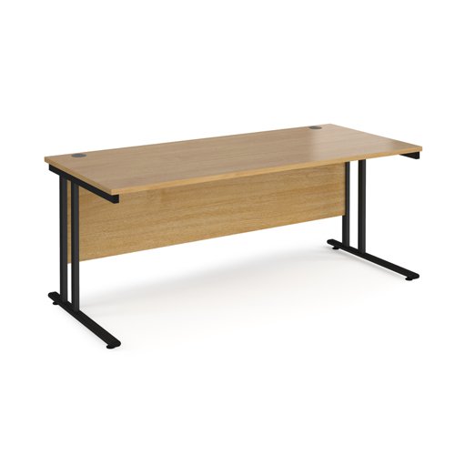 Maestro 25 straight desk 1800mm x 800mm - black cantilever leg frame, oak top