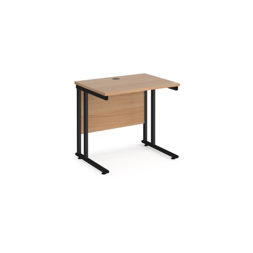 Maestro 25 Straight Desk 800mm X 600mm Black Cantilever Leg Frame Beech Top