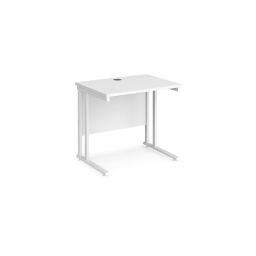 Maestro 25 straight desk 800mm x 600mm - white cantilever leg frame, white top MC608WHWH Buy online at Office 5Star or contact us Tel 01594 810081 for assistance
