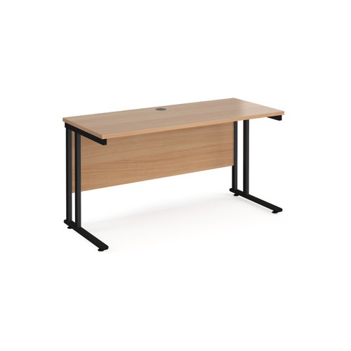 Maestro 25 straight desk 1400mm x 600mm - black cantilever leg frame, beech top MC614KB Buy online at Office 5Star or contact us Tel 01594 810081 for assistance