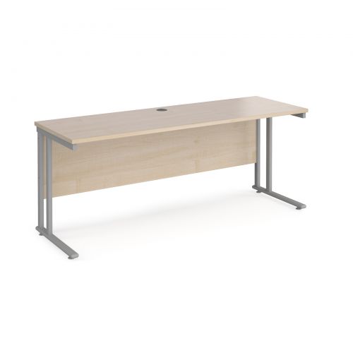 Maestro 25 straight desk 1800mm x 600mm - silver cantilever leg frame and maple top