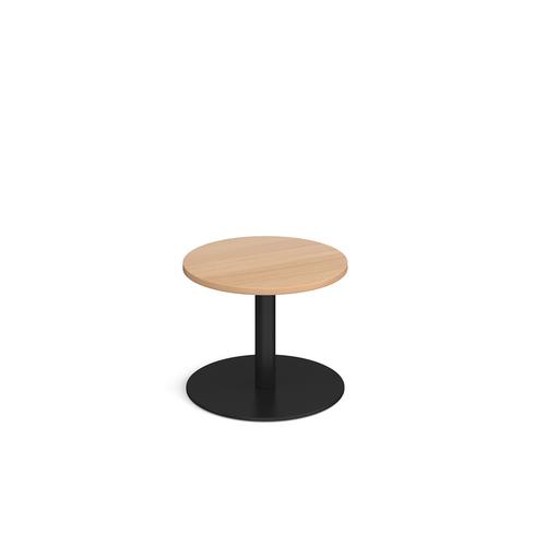 Monza Circular Coffee Table With Flat Round Black Base 600mm Beech