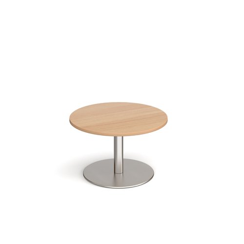 MCC800-BS-B Monza circular coffee table with flat round brushed steel base 800mm - beech