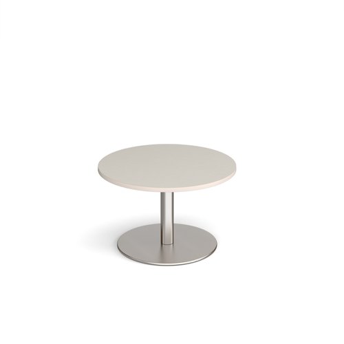 Monza circular coffee table with flat round brushed steel base 800mm - Light Grey | MCC800-BS-LG | Dams International