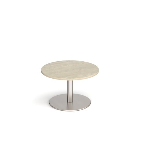 Monza circular coffee table with flat round brushed steel base 800mm - made to order