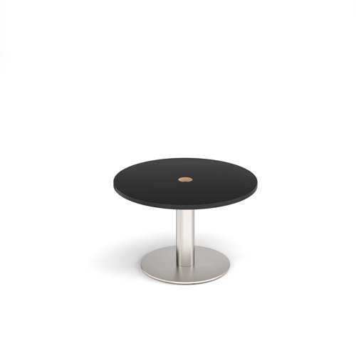 Monza circular coffee table 800mm with central circular cutout 80mm - black | MCC800-CO-BS-BK | Dams International