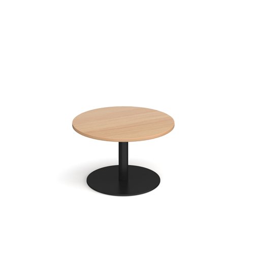 Monza circular coffee table with flat round black base 800mm - beech MCC800-K-B Buy online at Office 5Star or contact us Tel 01594 810081 for assistance