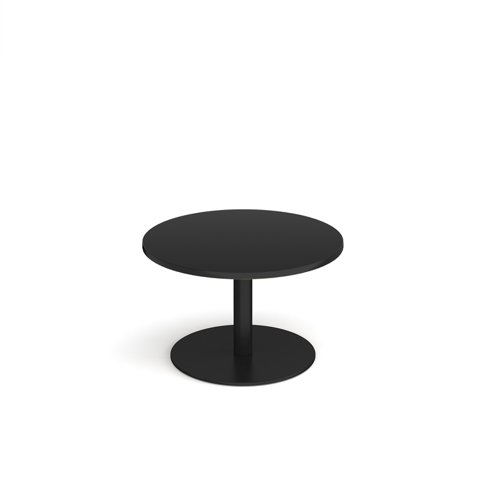 Monza circular coffee table with flat round black base 800mm - Black