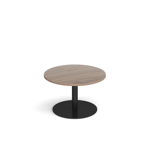 Monza circular coffee table with flat round black base 800mm - barcelona walnut MCC800-K-BW Buy online at Office 5Star or contact us Tel 01594 810081 for assistance