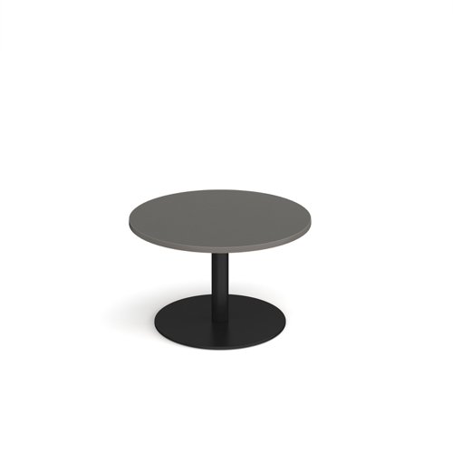 Monza circular coffee table with flat round black base 800mm - Onyx Grey