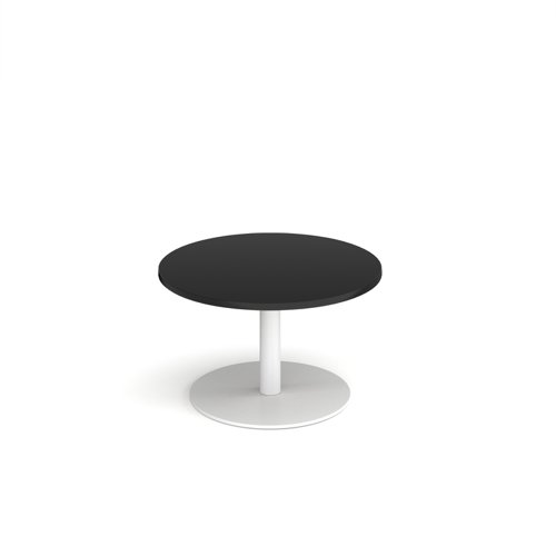 Monza circular coffee table with flat round white base 800mm - Black