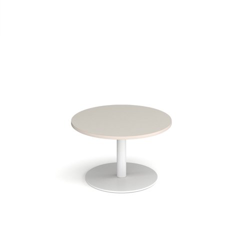 Monza circular coffee table with flat round white base 800mm - Light Grey | MCC800-WH-LG | Dams International